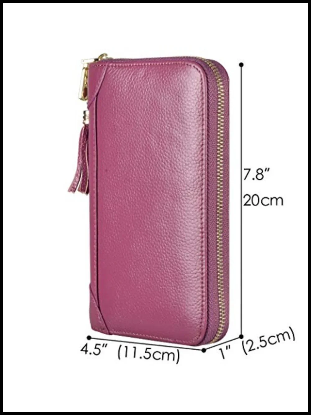 Genuine Leather RFID Zipper Card Case Wallet 60 Slots